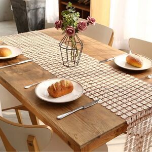 Table Runner Crochet Gold Lace Champagne